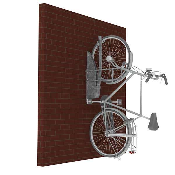 Fietsparkeren | Fietsenrekken met aanbindvoorziening | FalcoMaat  2.0 met aanbindvoorziening | image #7 |  Vrijstaande rendering van de FalcoMaat 2.0 fietslift met ingebouwde aanbindvoorziening voor veilig en ruimtebesparend fietsparkeren.