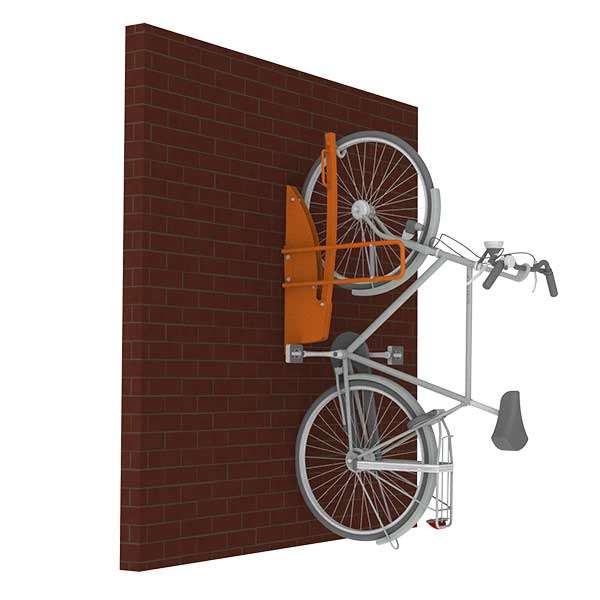 Fietsparkeren | Fietsenrekken met aanbindvoorziening | FalcoMaat  2.0 met aanbindvoorziening | image #8 |  Vrijstaande rendering van de FalcoMaat 2.0 fietslift met ingebouwde aanbindvoorziening voor veilig en ruimtebesparend fietsparkeren.